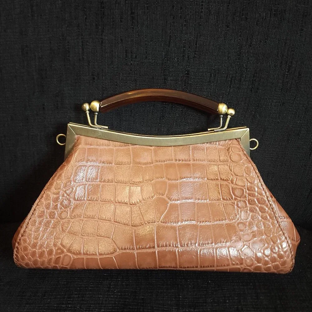 Patricia Nash Tan Croc-Embossed Satchel - Picture 3 of 10